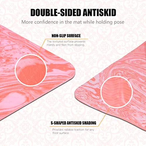 AIMERDAY Non Slip Yoga Mat Eco Friendly TPE Exercise Mat Premium Print 1/4 Inch Thick High Density Lightweight Pilates Mat with Carrying Strap for Floor Workout, Fitness & Hot Yoga 72" x 24"