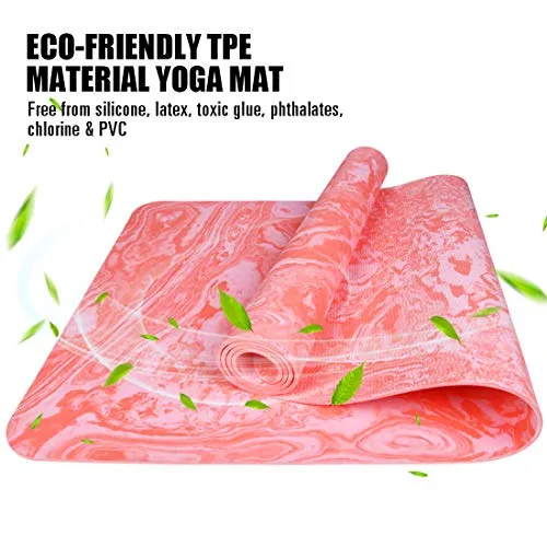 AIMERDAY Non Slip Yoga Mat Eco Friendly TPE Exercise Mat Premium Print 1/4 Inch Thick High Density Lightweight Pilates Mat with Carrying Strap for Floor Workout, Fitness & Hot Yoga 72" x 24"