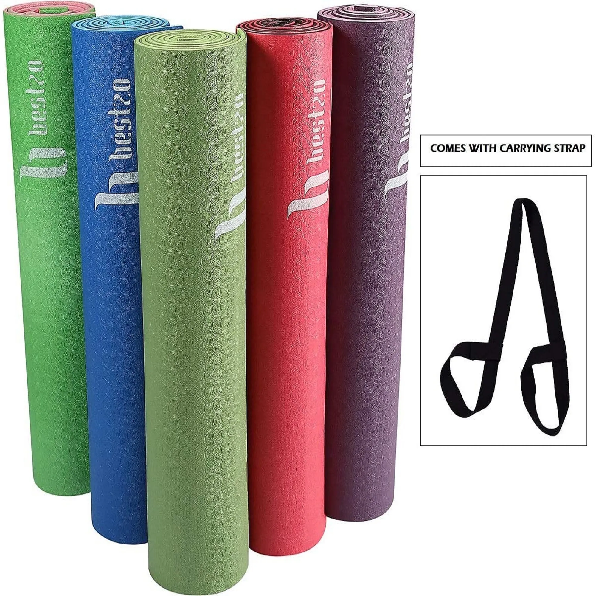Bestzo HPE Yoga Mats-72"x 24" Extra Thick 1/4" Exercise and Workout Mat for Yoga Fitness, New Material HPE Exercise Mat ( Carrying Strap)