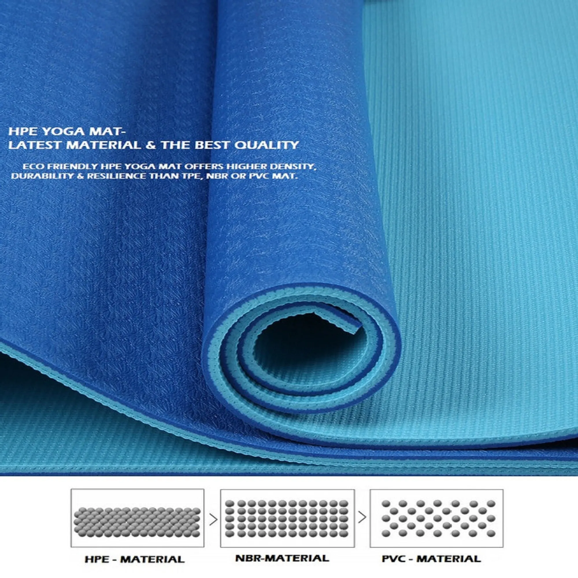 Bestzo HPE Yoga Mats-72"x 24" Extra Thick 1/4" Exercise and Workout Mat for Yoga Fitness, New Material HPE Exercise Mat ( Carrying Strap)