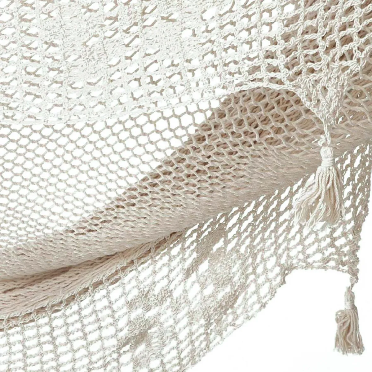 Deluxe Outdoor Cotton Mexican Hammock Queen Size - Cream Colour