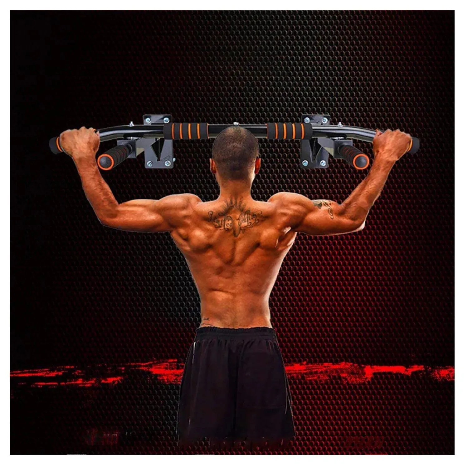 Doorway Pull Up Bar Upper Body Workout Bar for Home Gym Exercise Fitness, Multi Heavy Duty Wall Mount Chin Up Bar -（Black）