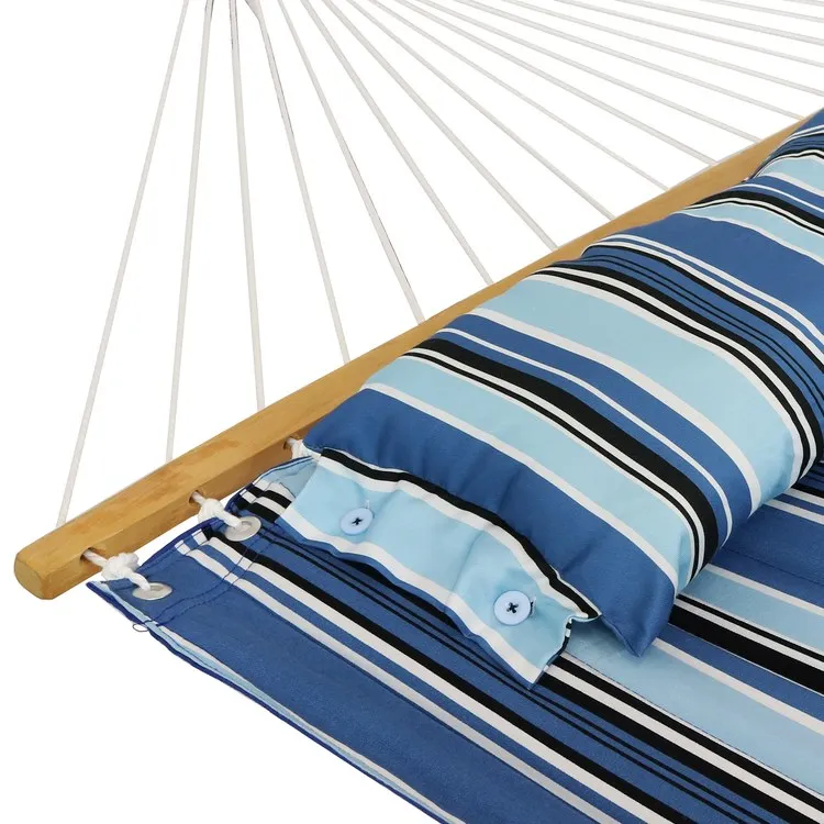 Double Quilted Fabric Hammock with Multi-Use Universal Steel Stand - Misty Beach