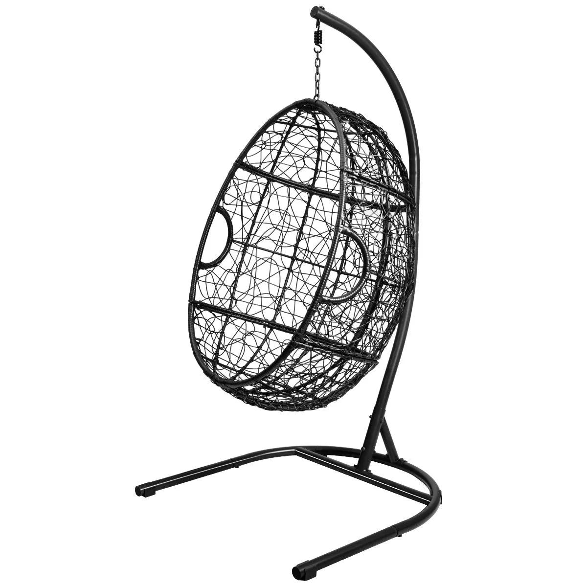 Egg Swing Chair with Stand and Ultraviolet-Resistant Seat Cushion-Grey