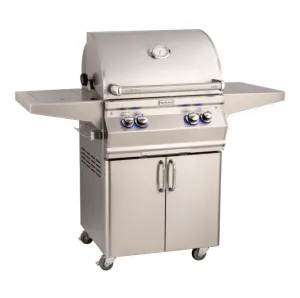 Fire Magic Aurora A430s 24-Inch Propane Gas Freestanding Grill w/ Flush Mounted Single Side Burner, Backburner, Rotisserie Kit and Analog Thermometer - A430S-8EAP-62