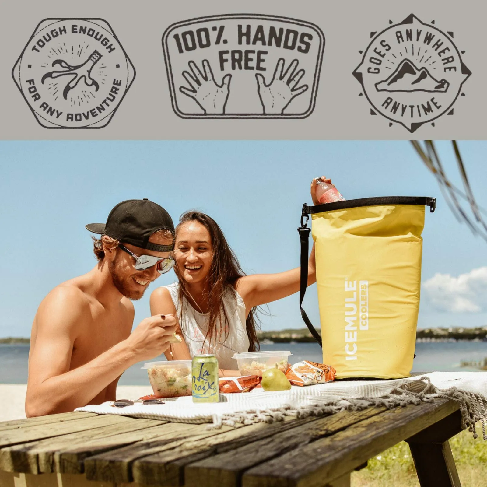 IceMule Classic Insulated Backpack Cooler Bag - Hands-Free, Collapsible, and Waterproof, This Portable Cooler is an Ideal Sling Backpack for Hiking, The Beach, Picnics and Camping-Small, Sunshine