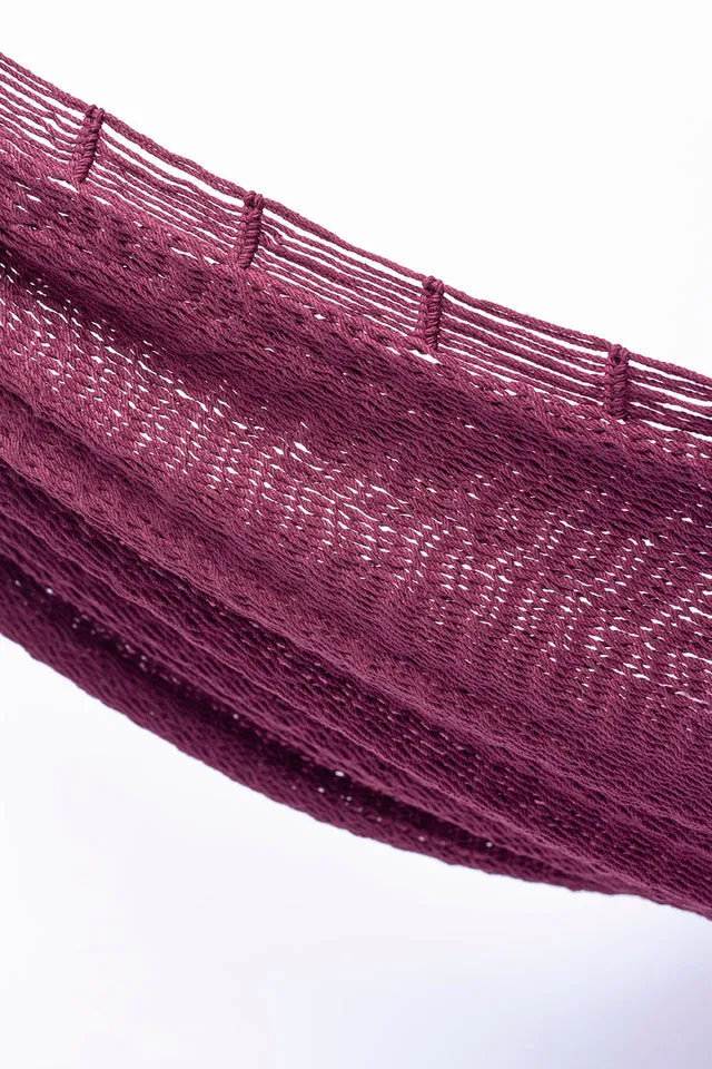 Mayan Legacy King Size Outdoor Cotton Mexican Hammock in Maroon Colour