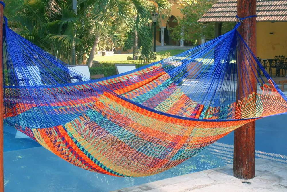 Mayan Legacy King Size Outdoor Cotton Mexican Hammock - Mexicana Color