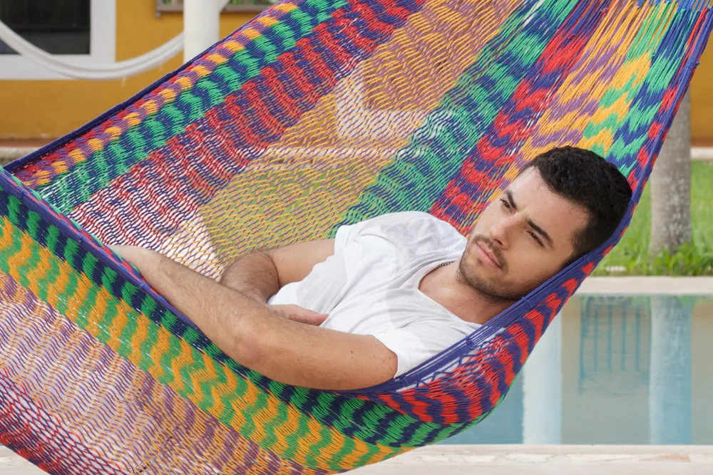 Mayan Legacy King Size Outdoor Cotton Mexican Hammock - Mexicana Color