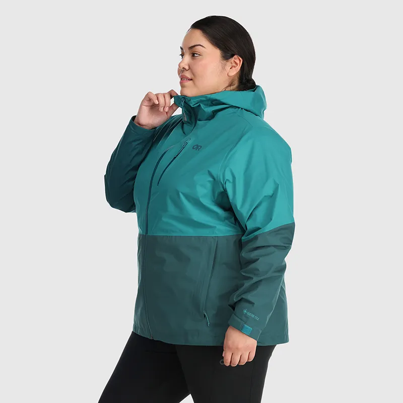 Outdoor Research Women’s Aspire II Goretex Rain Shell Jacket Deep Lake Teal sizes 1X