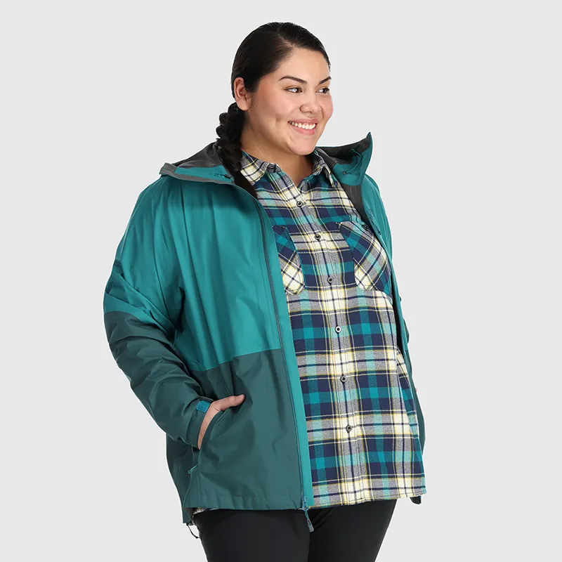 Outdoor Research Women’s Aspire II Goretex Rain Shell Jacket Deep Lake Teal sizes 1X