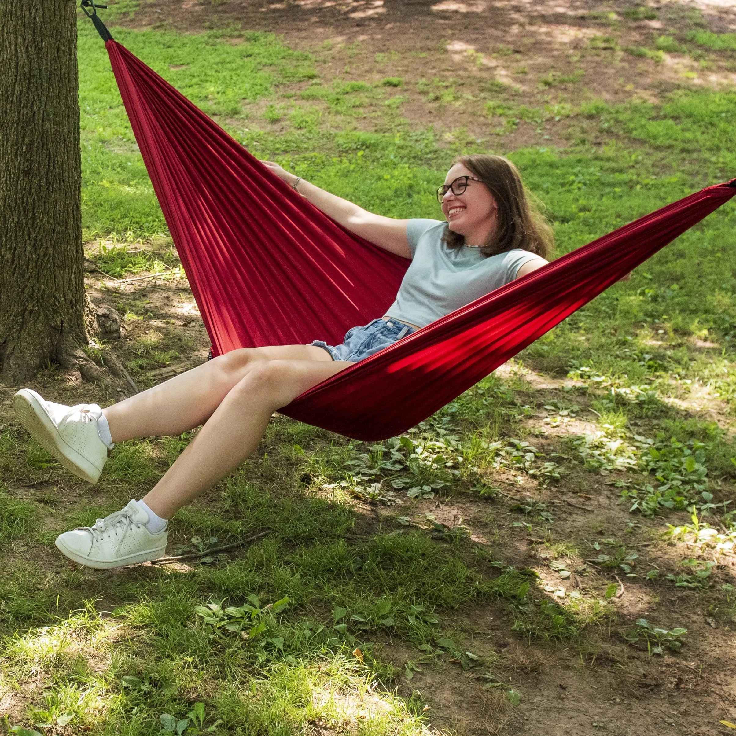 Recycled Brick Red 1 Person Hammock Open Size 108" L X 56" W