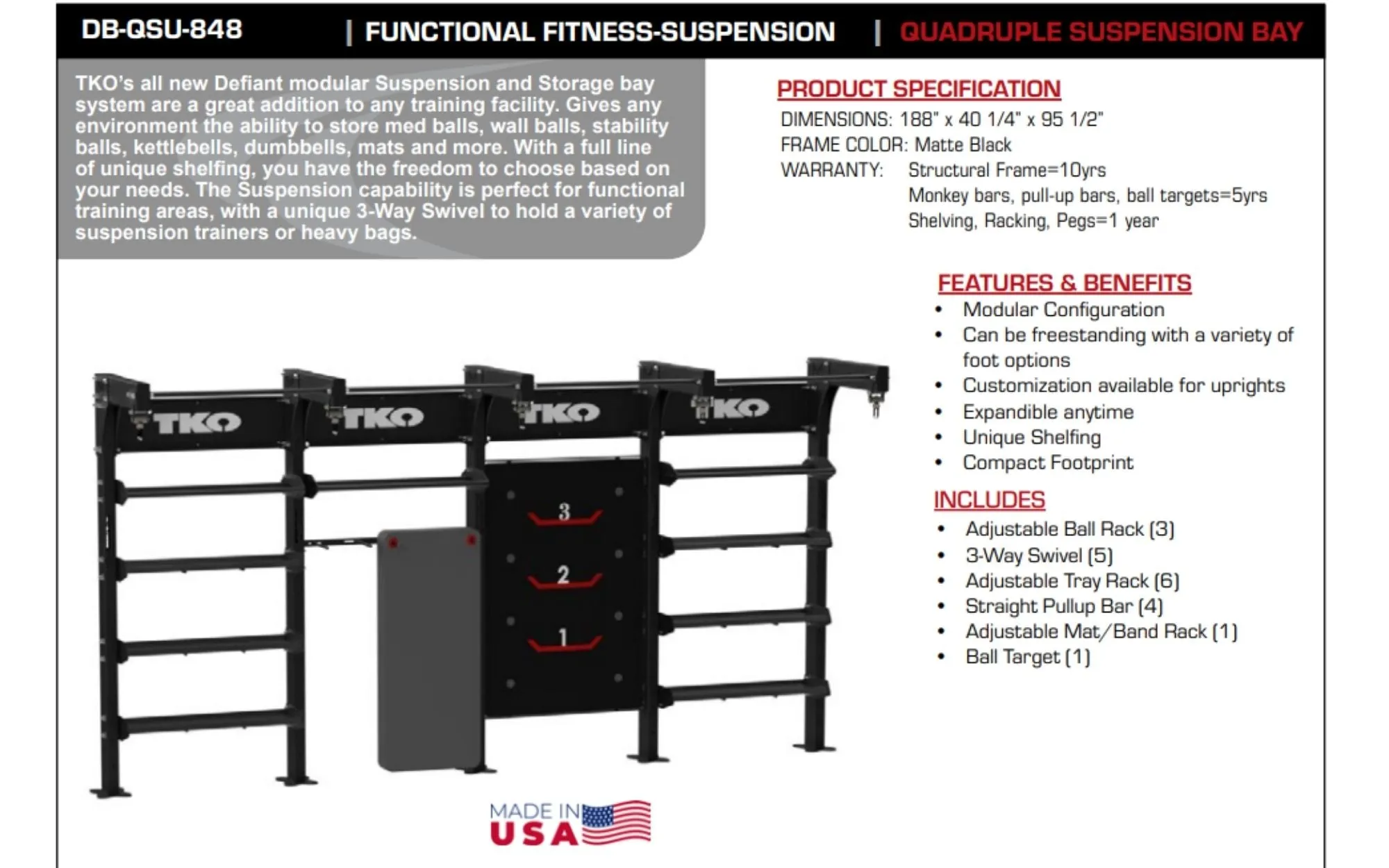 TKO Quadruple Suspension Bay DB-QSU-848