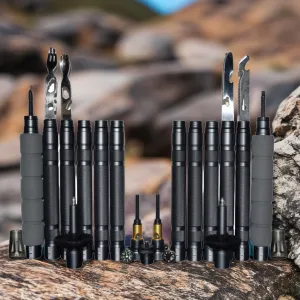 Trek Outfit 17-in-1 Tactical Trekking Poles with Survival Tools and Rubber Tips